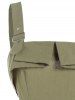 Solid Color Casual Square Ring Belted Foldover Adjustable Strap A Line Mini Dress -  
