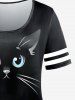 T-shirt à Imprimé Chat Dessin Animé de Grande Taille - Noir 5x | US 30-32