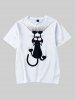 T-shirt à Imprimé Chat Dessin Animé pour Enfants - Blanc 170
