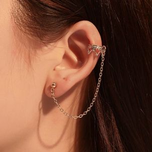 Minimalist Crown Chain Stud Ear Cuff Earring