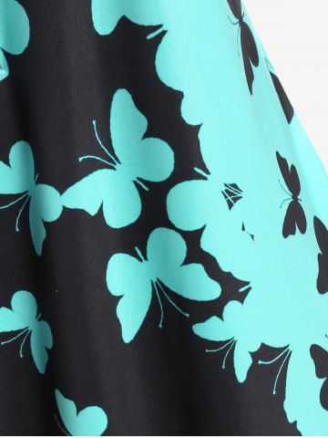 Plus Size Colorblock Butterfly Print Tee