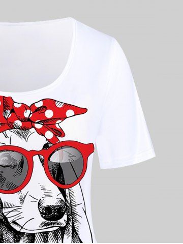 Plus Size Cute Dog Printed Solid Tee