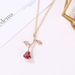 Trendy Red Rose Alloy Pendant Necklace -  