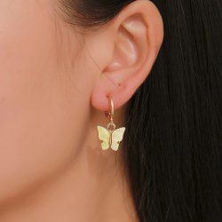Boucles D'Oreilles Pendantes Papillon en Acrylique - d'or 