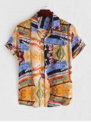 Graphic Print Retro Casual Thin Shirt -  