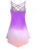 Plus Size Criss Cross Ombre Print Asymmetrical Cami Top -  