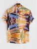 Graphic Print Retro Casual Thin Shirt -  