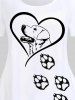 Plus Size Casual Dog Footprints Graphic Tee -  