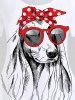 Plus Size Cute Dog Printed Solid Tee -  