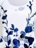 T-shirt à Imprimé Peinture D'Encre de Grande Taille à Manches Courtes - Blanc 5x | US 30-32