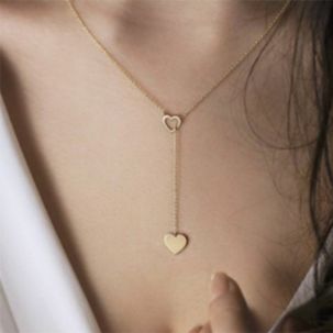 Adjustable Heart Pendant Choker Necklace