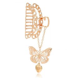 Hollow Out Butterfly Heart Hair Clip Pendant Hair Claw - GOLDEN