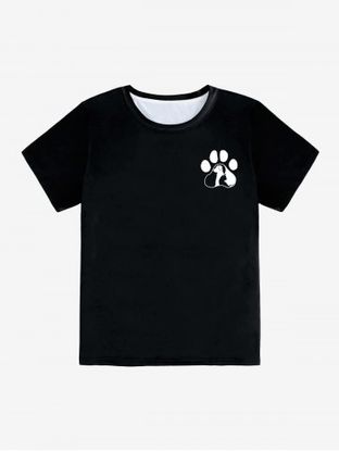 Cartoon Dog Cat Printed Unisex  Short Sleeves Tee
