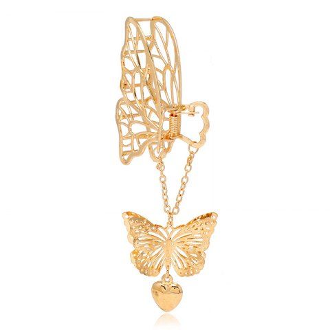 Butterfly Heart Hair Claw Pendant Hair Clip - GOLDEN