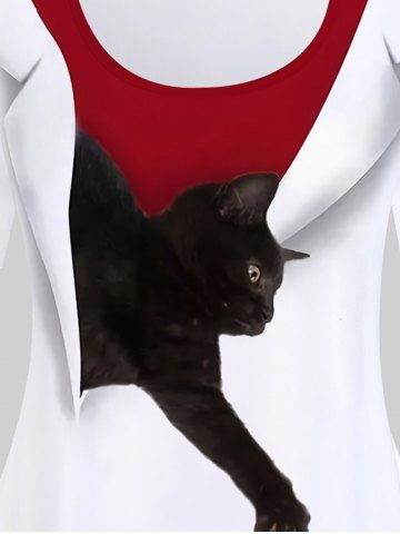 Plus Size Animal Cat and Mouse Print Tee