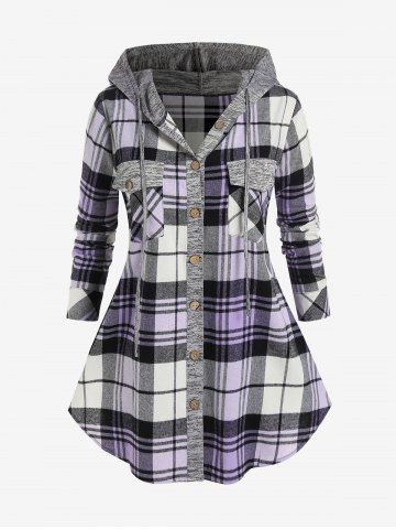 Camisa Talla Extra Panel a Cuadros Bolsillo - LIGHT PURPLE - L | US 12