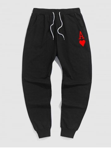 Playing Card Pattern Sport Jogger Pants - BLACK - S