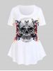 Plus Size Skull Butterfly Print Gothic T-shirt -  