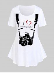 T-shirt Imprimé Caméra Grande Taille - Blanc L | US 12