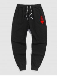 Playing Card Pattern Sport Jogger Pants -  