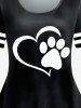 Animal Cat Paw Heart Print Tee and Skinny Leggings Plus Size Outfit -  