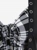 T-shirt Faux Deux Pièces à Carreaux de Grande Taille - Noir L | US 12