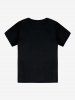 T-shirt Unisexe à Imprimé Chat Chien Dessin Animé à Manches Courtes - Noir 2XL