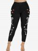Plus Size Cartoon Cat Printed High Rise Leggings -  