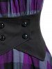 Plus Size Square Neck Plaid Handkerchief Midi Dress -  