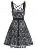 Tribal Pattern Lace Mini A Line Dress -  