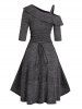 Cold Shoulder Skew Neck Flounce Heather High Low Dress -  