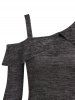 Cold Shoulder Skew Neck Flounce Heather High Low Dress -  