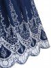 Contrast Crochet Flower Lace Cold Shoulder Dual Straps V Neck Scalloped Dress -  