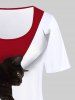 T-shirt à Imprimé Chat et Souris Animal Grande Taille - Rouge foncé 2X | US 18-20