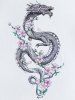 Unisex Dragon Floral Printed Short Sleeves Tee -  