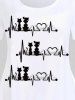 T-shirt Graphique à Imprimé Chat et ECG de Grande Taille - Blanc 1X | US 14-16