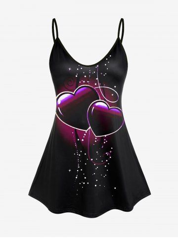 Plus Size Heart Printed Ombre Tank Top