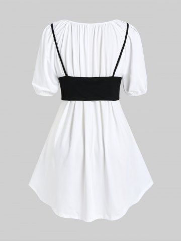 Plus Size Solid Tunic Top with Chain Buckle Corset