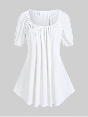 Plus Size Solid Tunic Top with Chain Buckle Corset