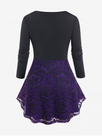 Gothic Lace Panel Lace-up Flared T-shirt