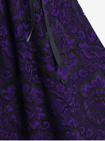 Gothic Lace Panel Lace-up Flared T-shirt