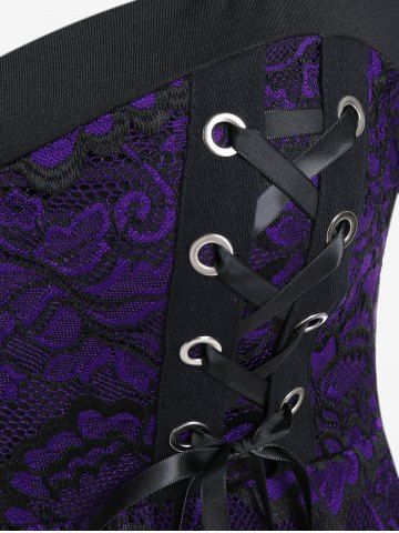 Gothic Lace Panel Lace-up Flared T-shirt