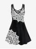 Plus Size Ethnic Printed Crisscross A Line Sleeveless Dress -  