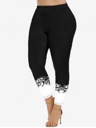Plus Size High Waist Printed Skinny Leggings -  