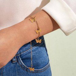 Bracelet en Chaîne Motif Papillon - d'or 
