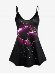 Plus Size Heart Printed Ombre Tank Top -  