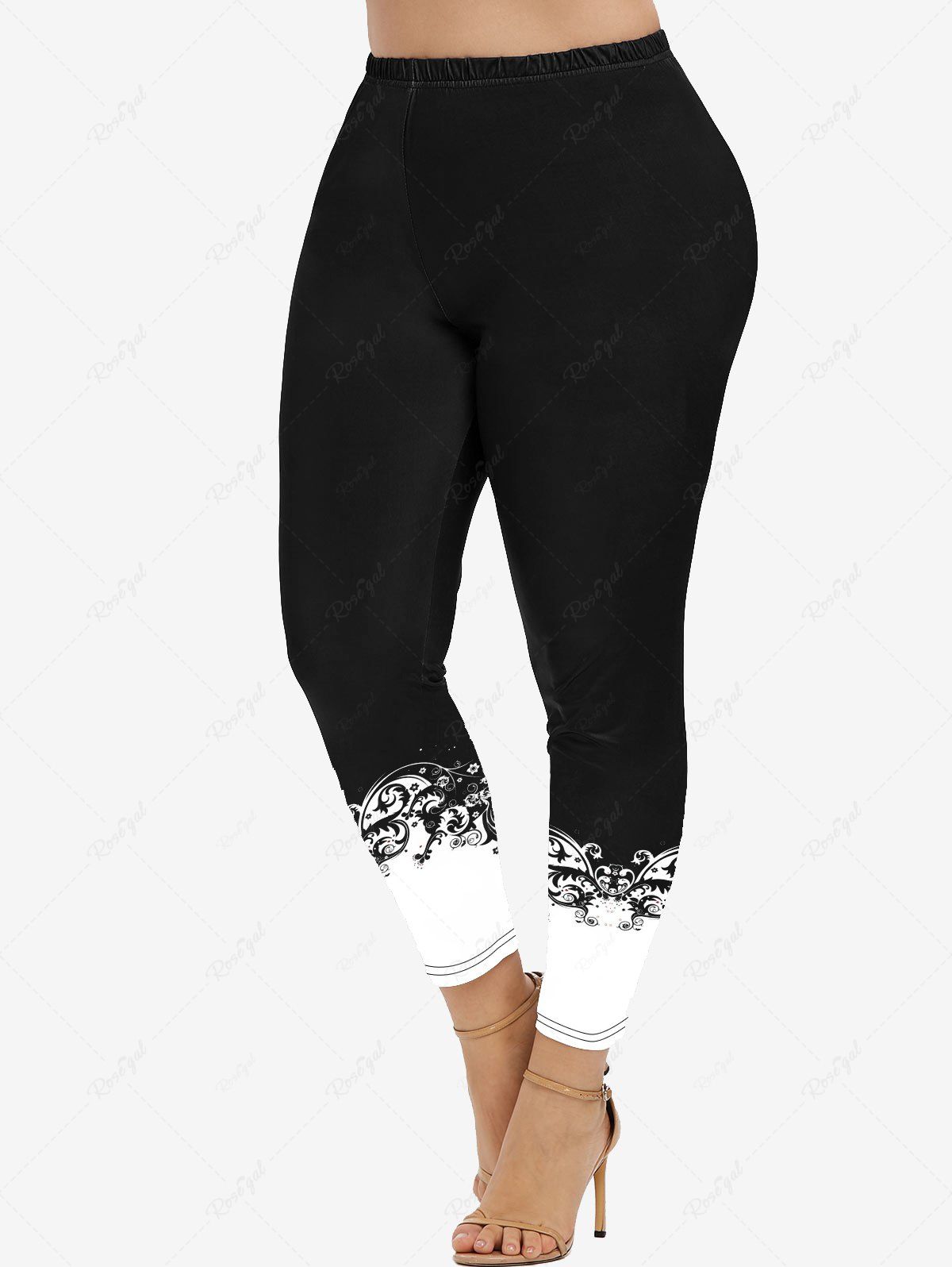 Shops Plus Size High Waist Printed Skinny Leggings  