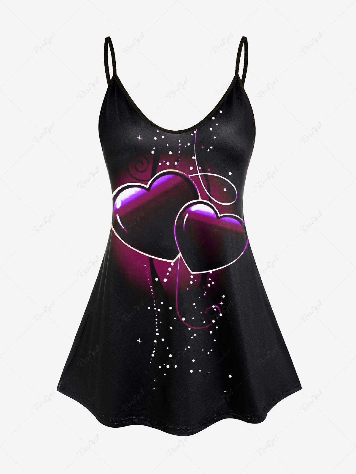 Store Plus Size Heart Printed Ombre Tank Top  