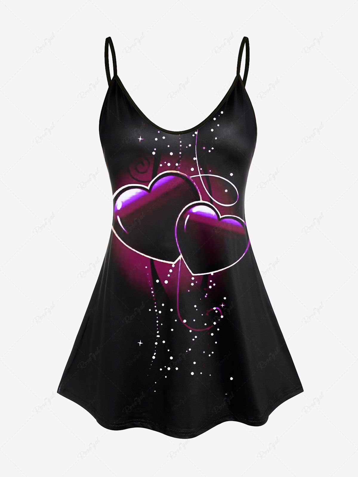 Affordable Plus Size Heart Printed Ombre Tank Top  