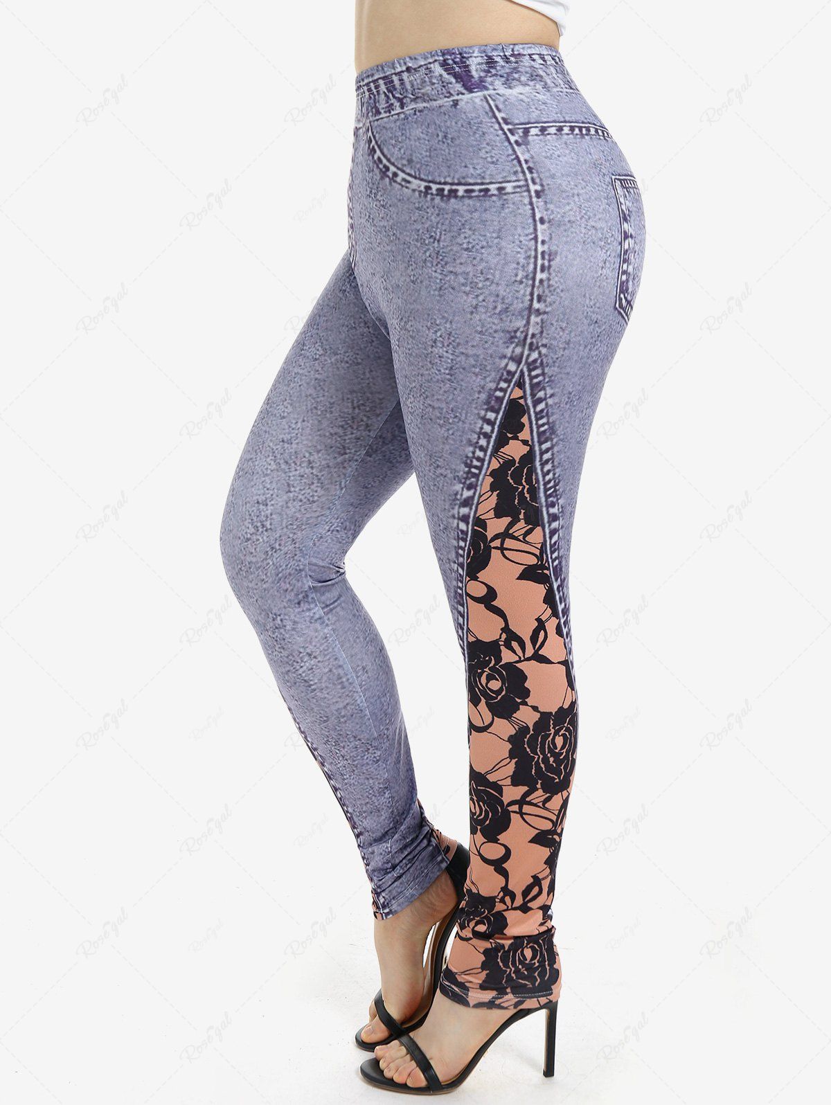 High Waist 3D Print Skinny Jeggings 
